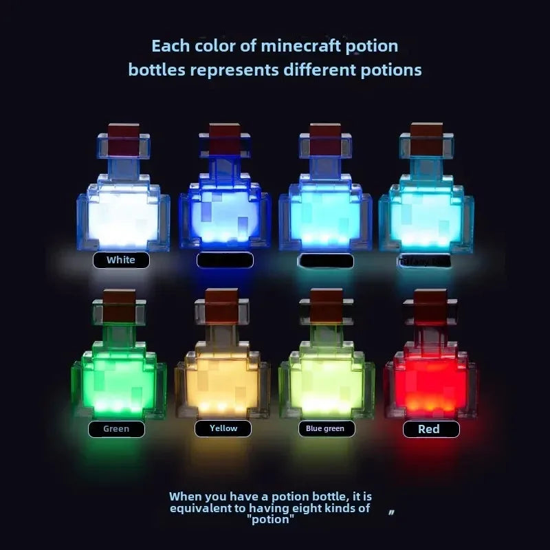 Pixel potion lamp LED gaming night light block style potion bottle desk lamp for pixel gaming room decor